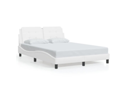 Bed Frame, Bed Frames Vidaxl Branco Couro Artificial (140 X 190 Cm)
