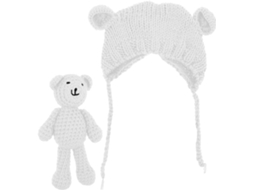 Gorro De Tricô Com Ursinho De Pelúcia, Gorro Quente E Respirável Para Meninos E Meninas, Para Outono E Inverno (foto)