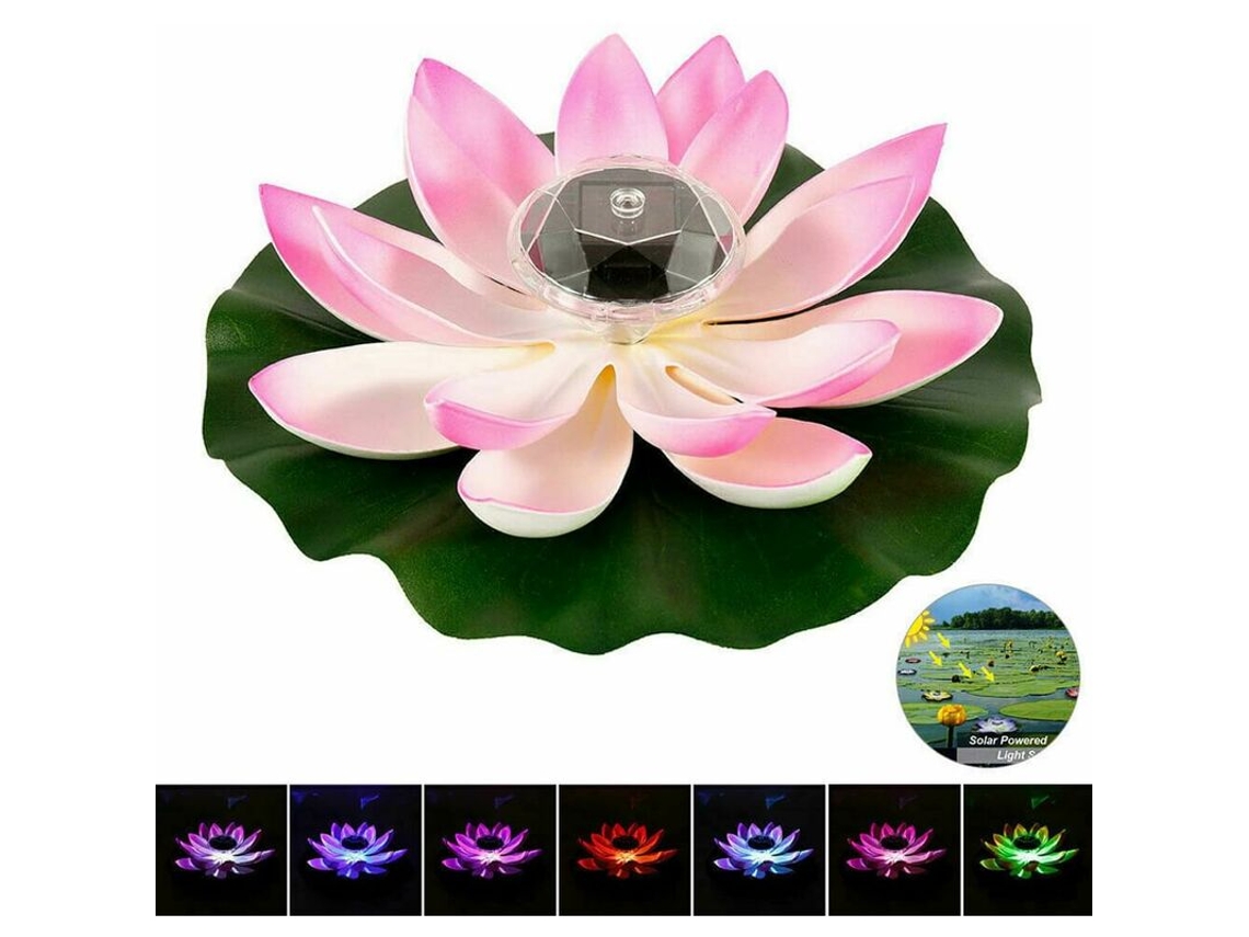 Luz Noturna Flutuante de Led Solar em Formato Flor Lótus para Lago Ou Piscina BRILVIBERA