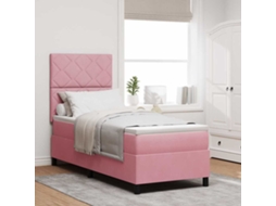 Vidaxl Cama Box Com Cabeceira Rosa 80 X 200 Cm Veludo