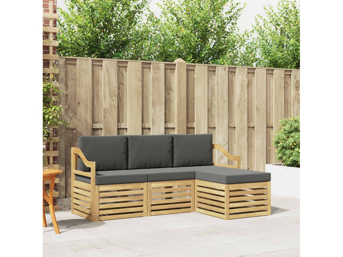 Vidaxl Conjunto De Sofás Para Exterior 4 Unid. Branco E Antracite