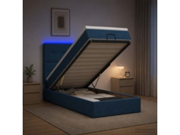 Vidaxl Cama Ottoman Com Colchão E Led Azul 100 X 200 Cm Tecido