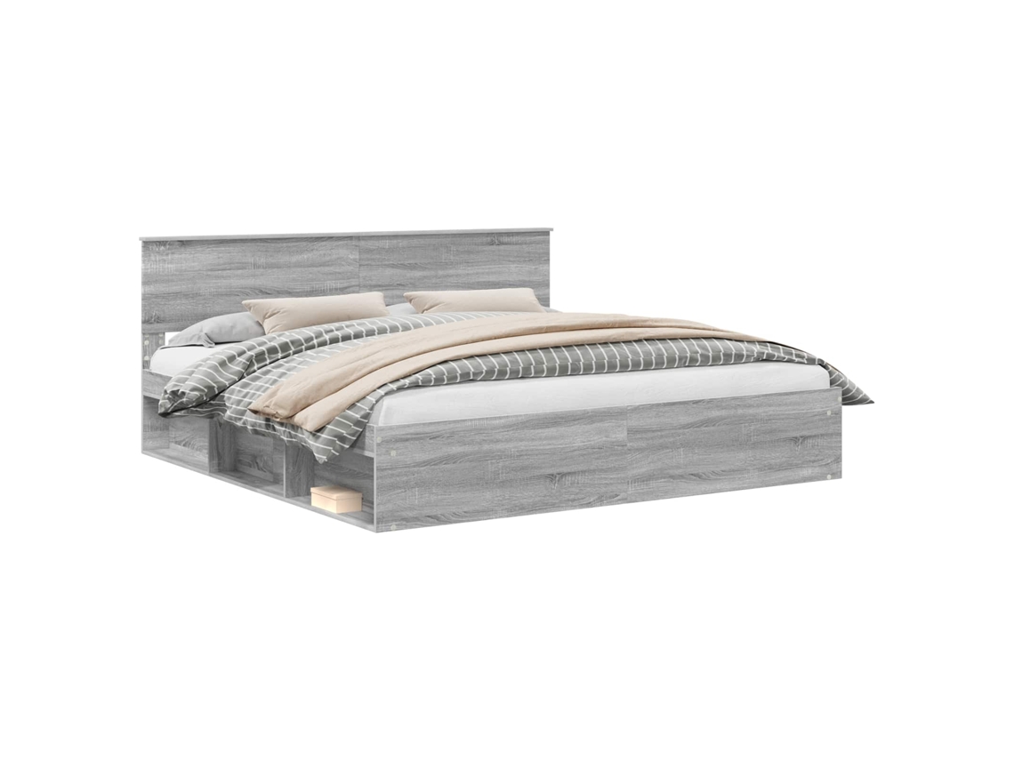 Estrutura da Cama com Cabeceira Cinza Sonoma 200x200 cm MAISON EXCLUSIVE