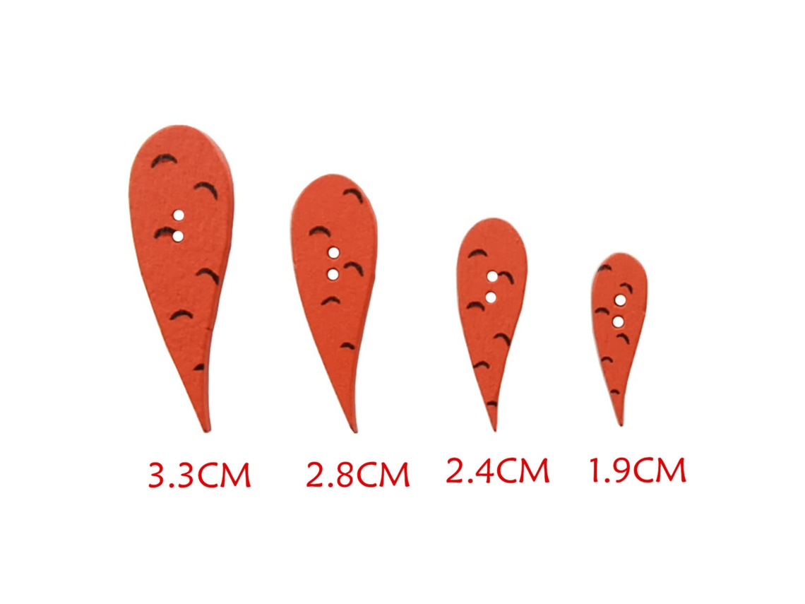 Carrot Wood Buttons (100pcs / 2 Holes) Eoocoo