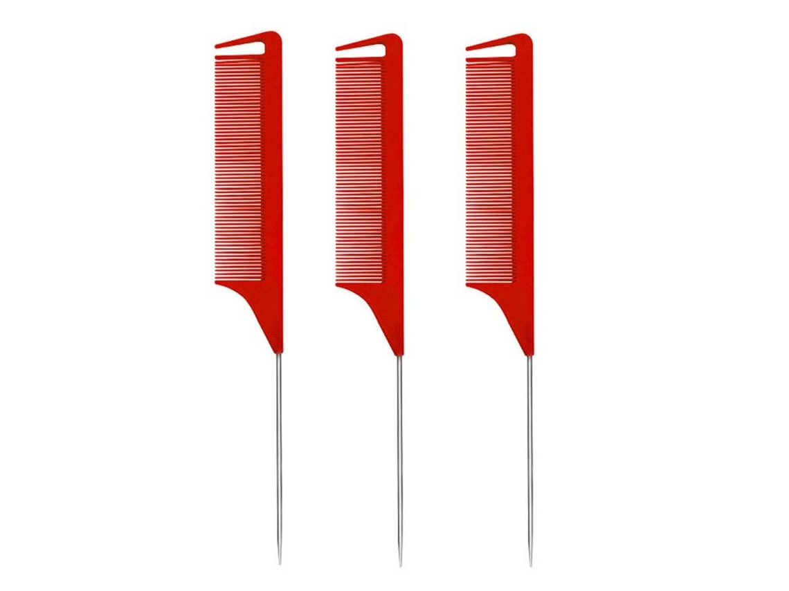 Pentes De Cauda De Rato, Pente Divisor Conjunto De Pentes De Cauda De Rato De 3 Peças, Aço Longo, Vermelho Brilvibera