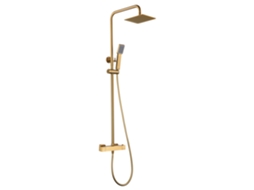 Coluna de Duche Extensível Chuveiro Termostático Quadrado Dourado Escovado MICE COLLECTION