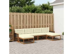 Vidaxl Conjunto De Sofás Para Exterior 6 Pcs Natural E Creme