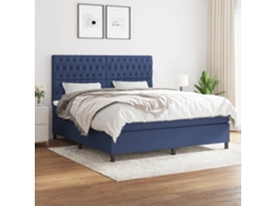 Vidaxl Cama Com Molas/colchão 180x200 Cm Tecido Azul