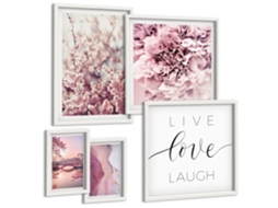 Pinturas Murais Modernas Pôsteres Azuis Elegantes Moldura Branca Fotos Para O Escritório Espelharte (conjunto De 5 Imagens)