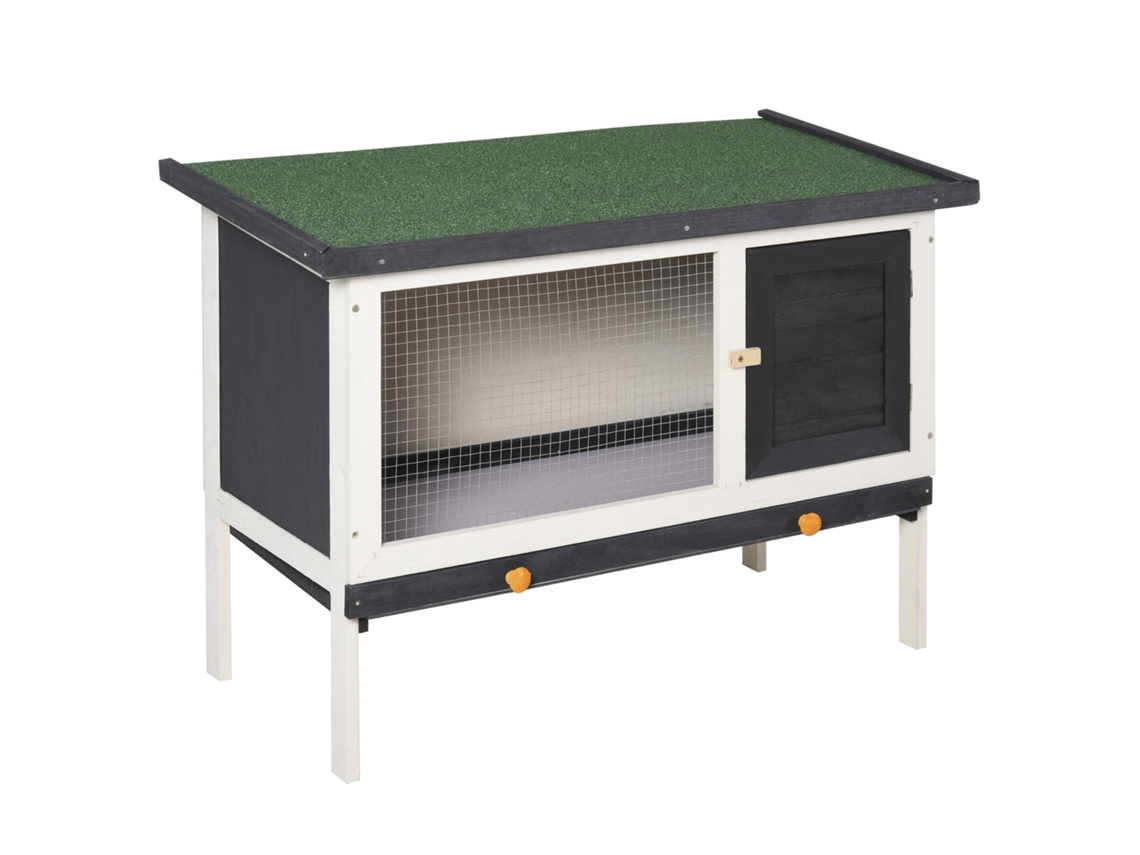 Gaiola Coelho Elevada Bandeja Removível Porta Trava 90x45x65 Cinza Escuro