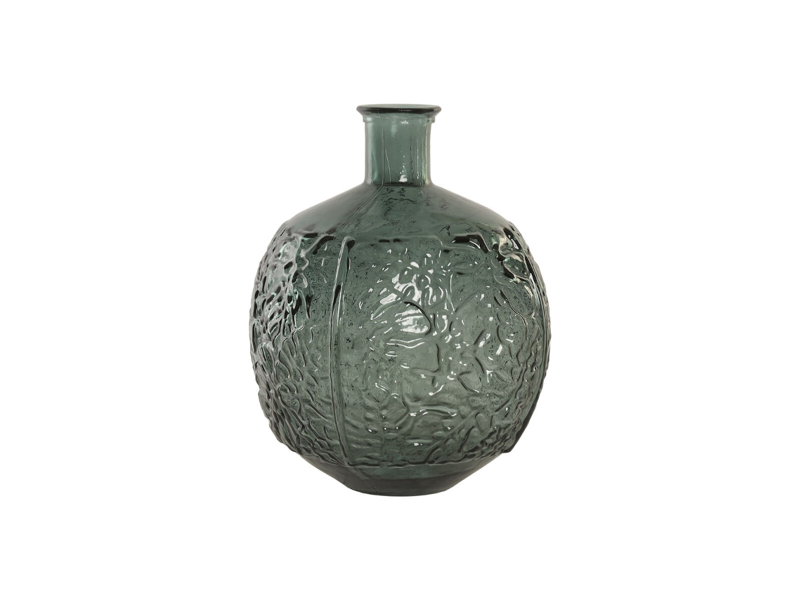 Vaso Home Esprit Verde Vidro Reciclado Tropical Folha De Planta 32 X 32 X 43 Cm