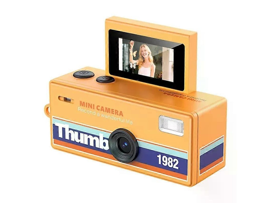 Mini Câmara Digital Com Ecrã Articulado De 0,96 Polegadas E Gravação 720p, Cor Laranja