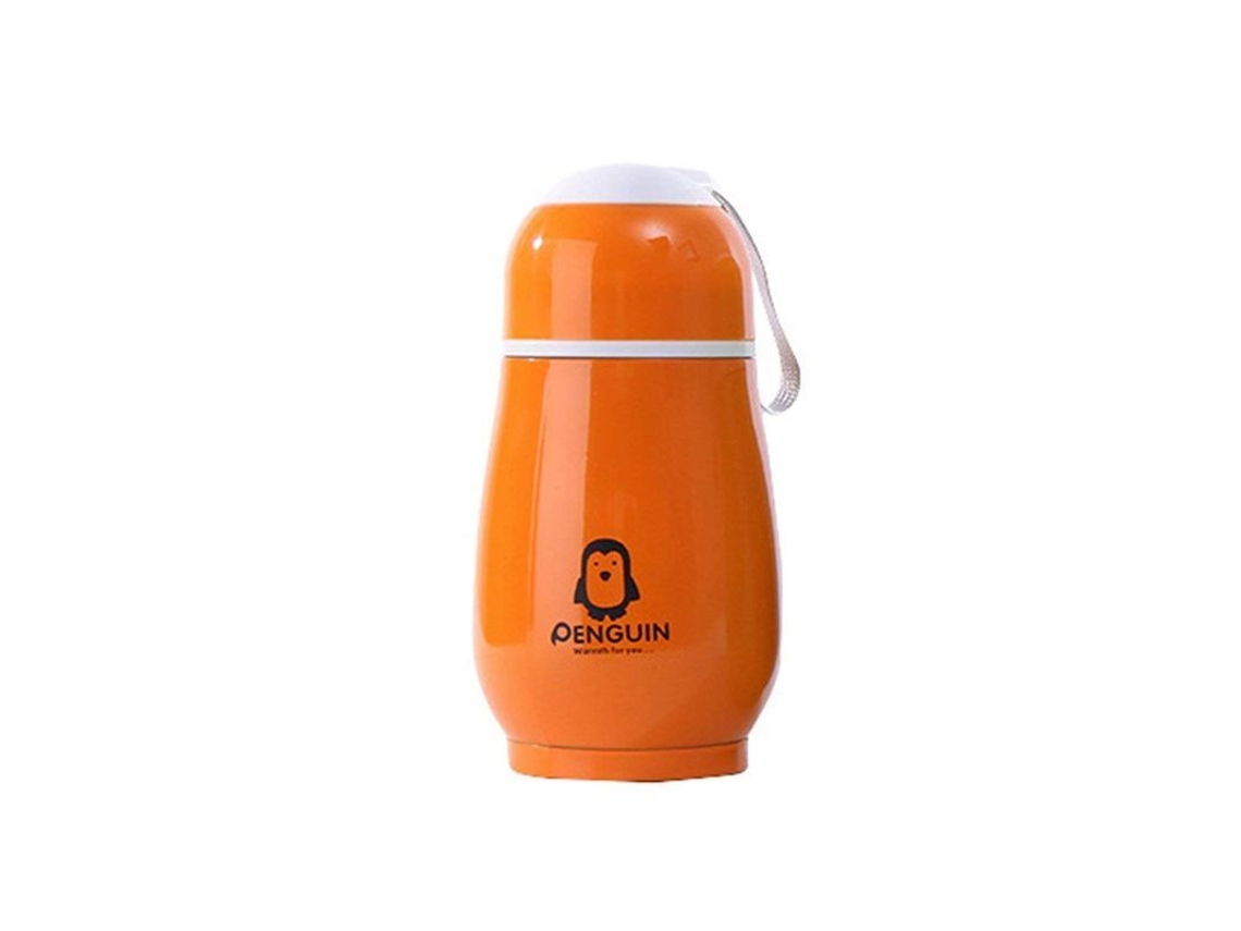 2026 taza Aislada de Acero Inoxidable Forma Pingüino Kawaii Linjou 300ml Naranja