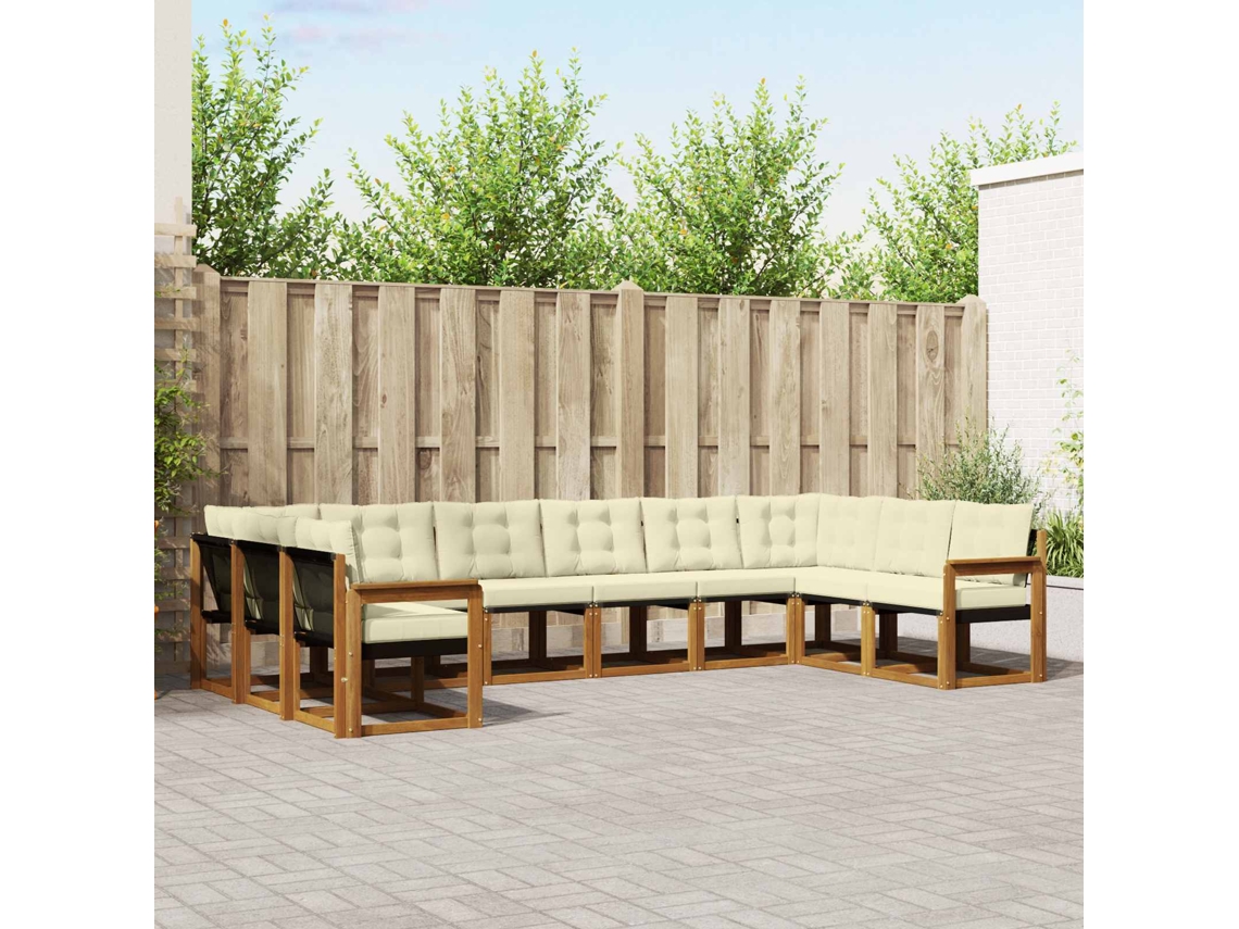 Vidaxl Conjunto De Sofás Para Exterior 10 Pcs Natural E Creme
