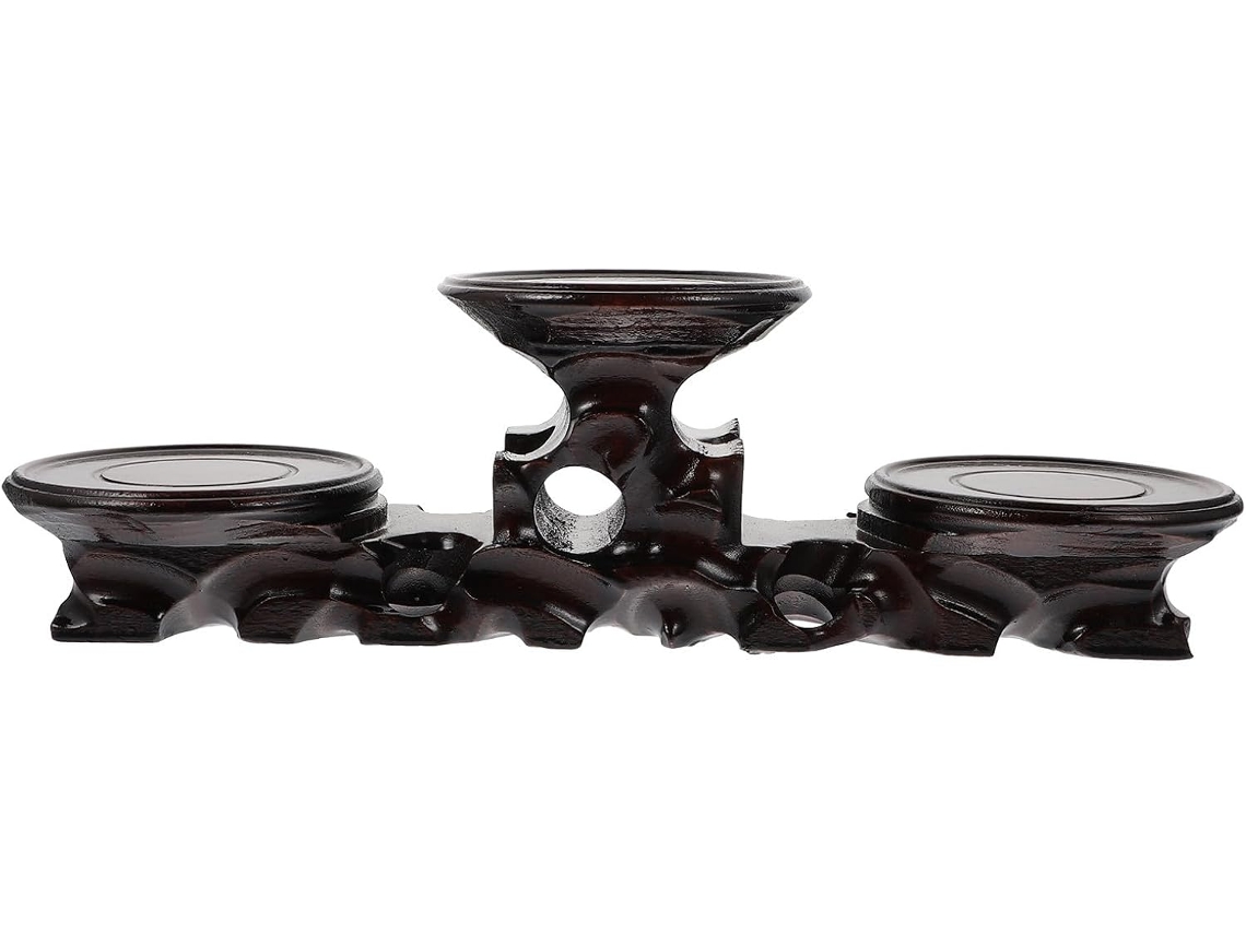 Suporte De Madeira Vintage Hemobllo Com Acabamento Refinado Para Base Jade E Xícara Chá, Ideal Para Escritório E