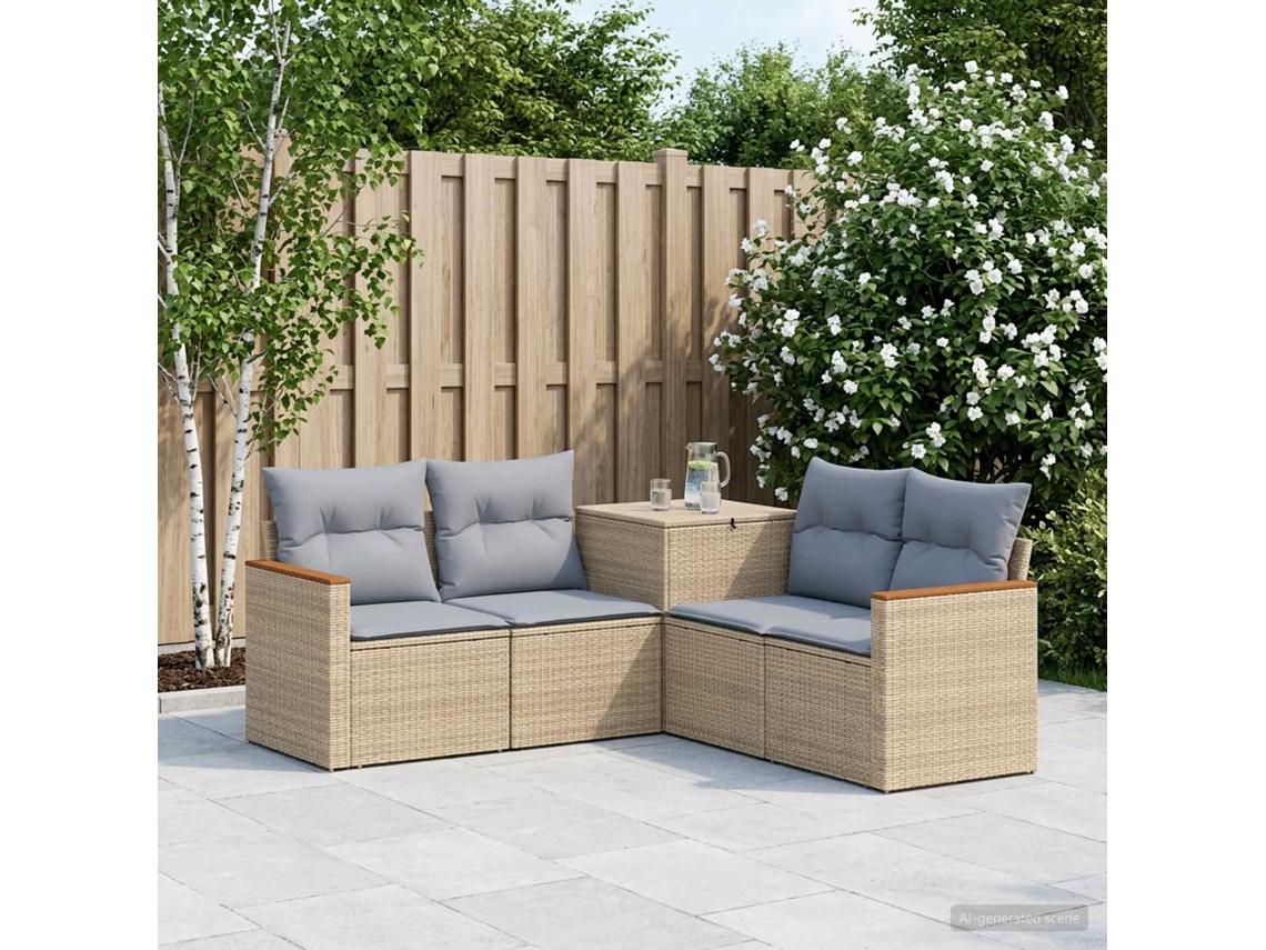 Vidaxl Conjunto De Sofás 5 Unid. Bege E Cinza Claro