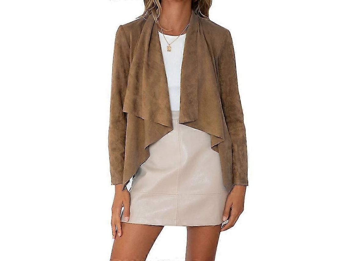 Cardigan Feminino De Cor Solida Com Gola Lapel Manga Longa Para Temporadas Variadas Ocasiões Versáteis Khaki