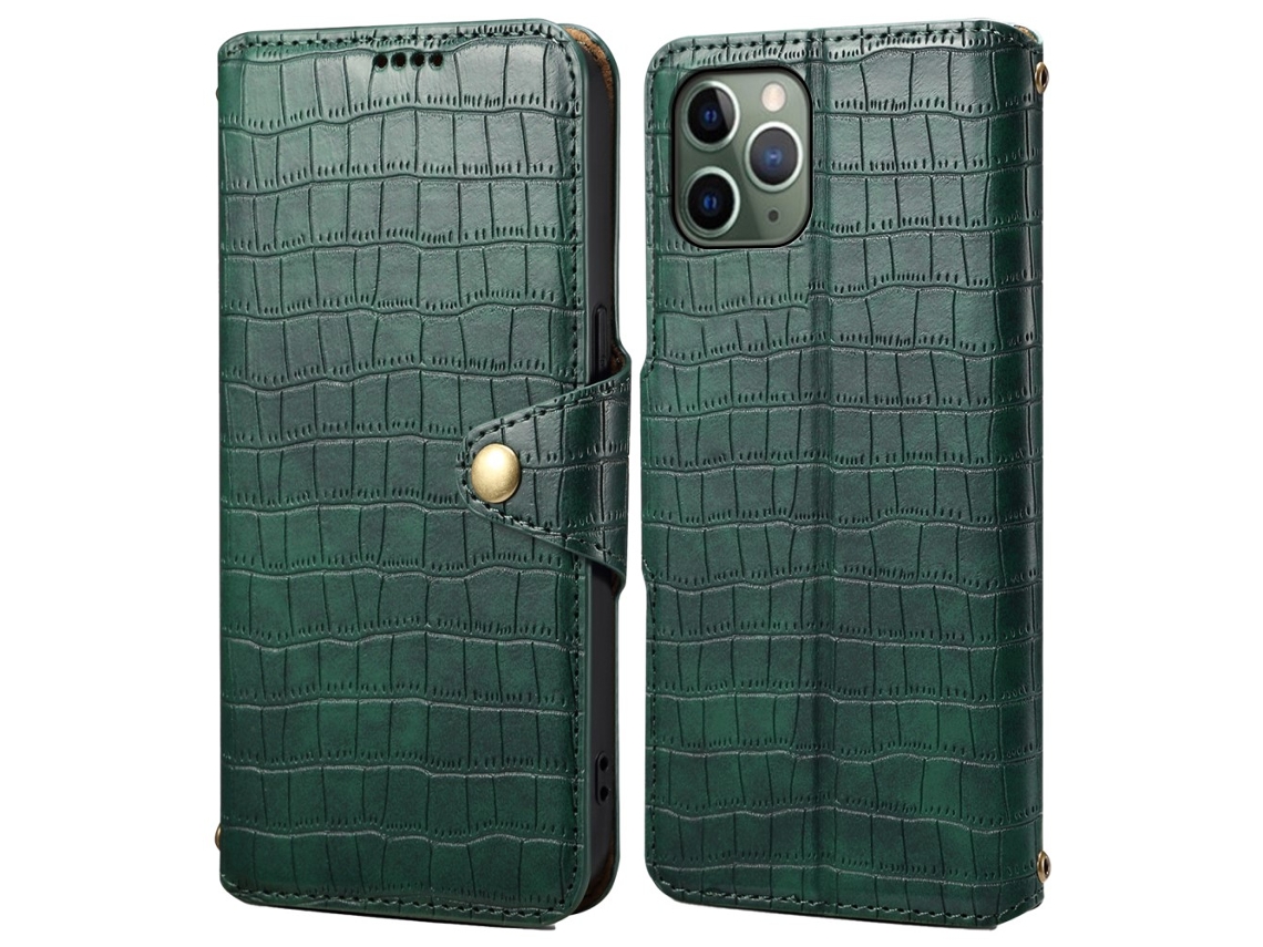 Capa Textura Crocodilo Para Iphone 12 Pele Sintética Anti-choque Verde