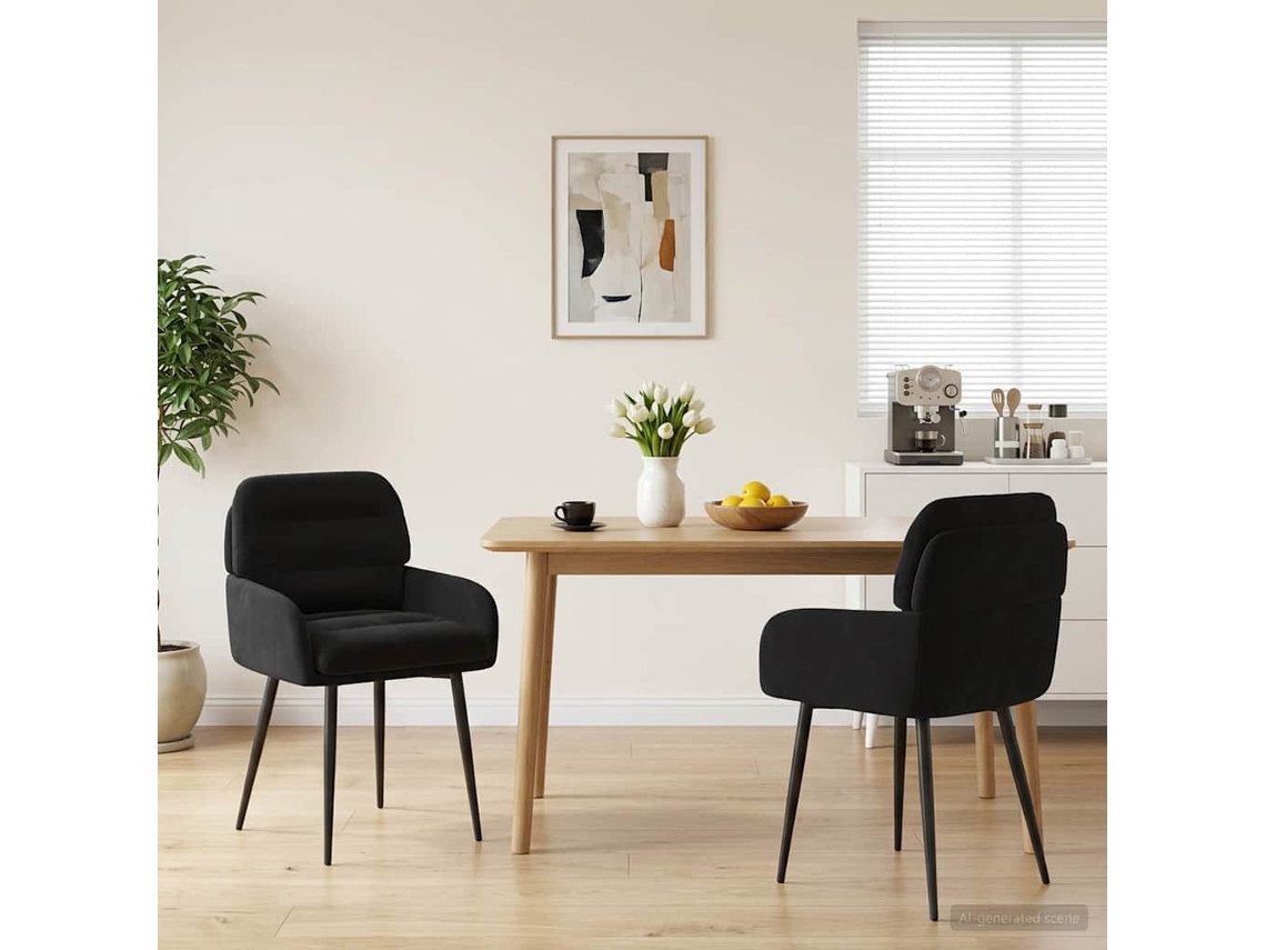 Vidaxl Cadeiras De Jantar 2 Unid. Veludo Preto 59 X 59,5 X 90 Cm