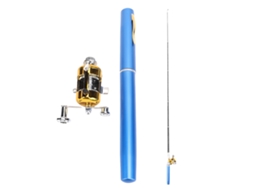 Vara de Pesca Caneta Leve 21cm Azul com Molinete