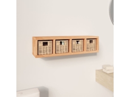 Vidaxl Prateleira De Parede Com Cestos 62x18x16 Cm Nogueira Maciça