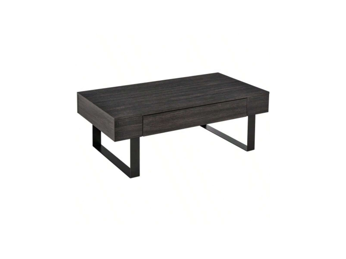 Mesa De Centro, Mesa Lateral Com Gaveta E Prateleiras, Estrutura De Aço Resistente, Fácil Montagem, Design Moderno Para Sala De Estar Quenty
