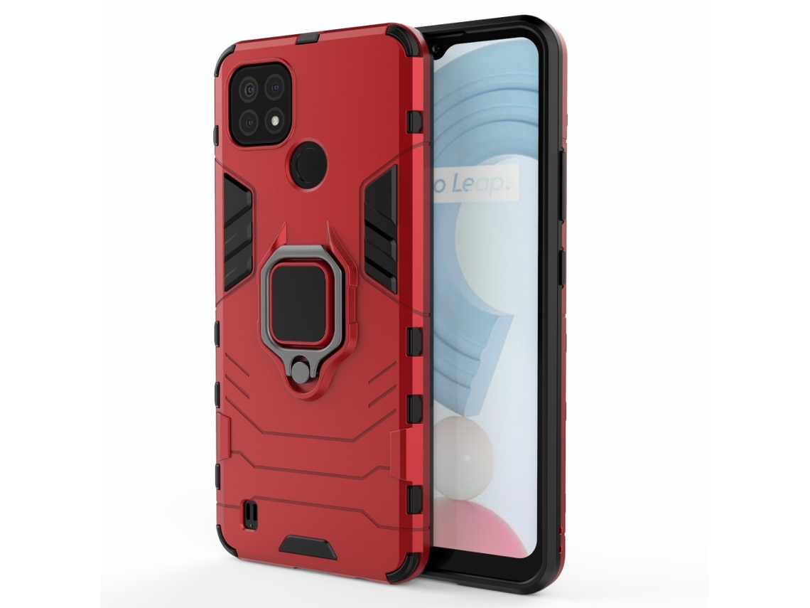 Capa Cool Guard Hybrid Para Realme Realme C21 Pele Sintética Vermelho