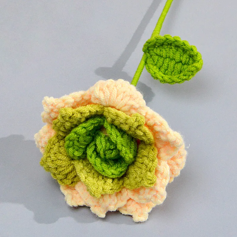 (verde Degradê) Buquê De Rosas Feito À Mão Em Crochê, Buquê De Rosas Em Tecido Tricotado, Ideal Para Decoração De Casa E Presentes.