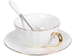 Conjunto De Café Em Porcelana Branca, Xícara E Pires De 220ml (colher Não Incluída
