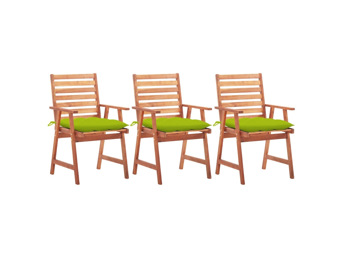 Vidaxl Cadeiras De Jantar P/ Jardim 3 Pcs C/ Almofadões Acácia Maciça