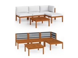 Maison Exclusive - Conjunto De Lounge De Jardim Com 5 Peças E Almofadas Em Madeira De Acácia Creme E Corda