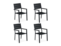 Conjunto De 4 Cadeiras De Jardim Com Apoios De Braços