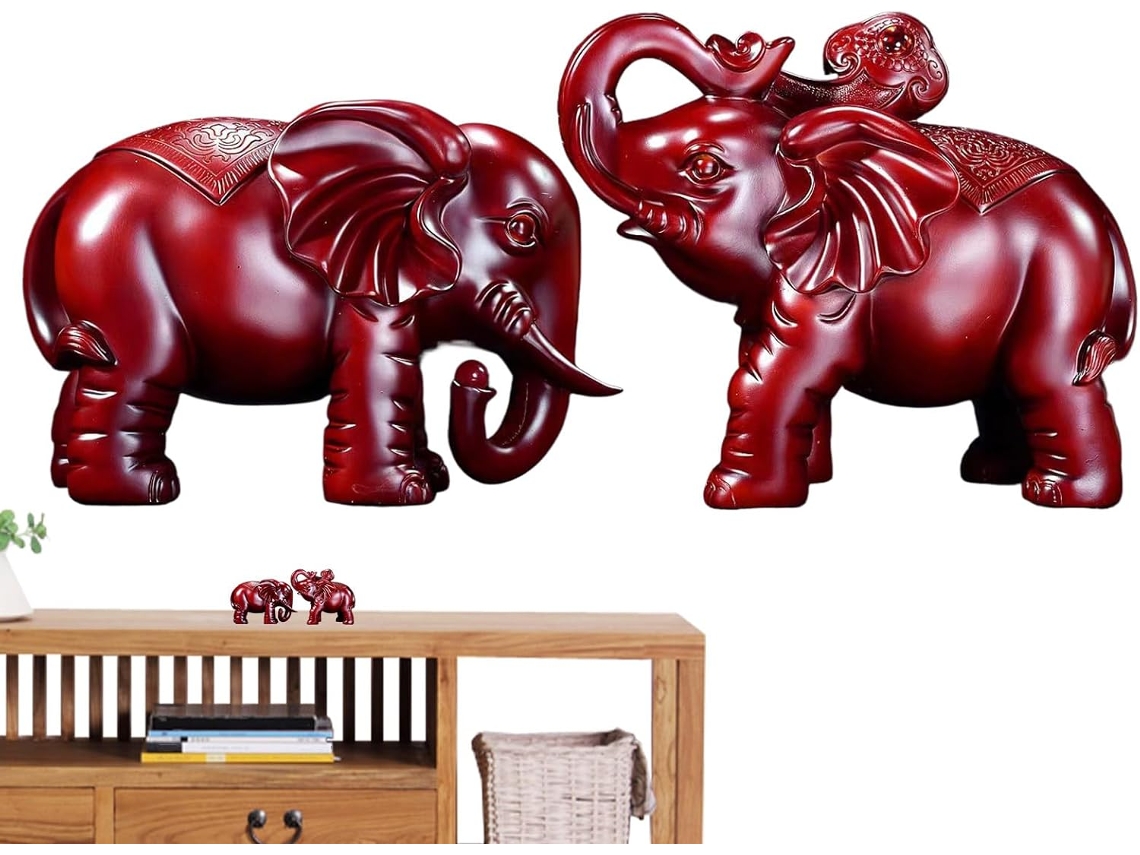 De Madeira De Elefante, Casal Rústico, Decoração De Mesa Artesanal Para Sala De Estar Ou Gokoco