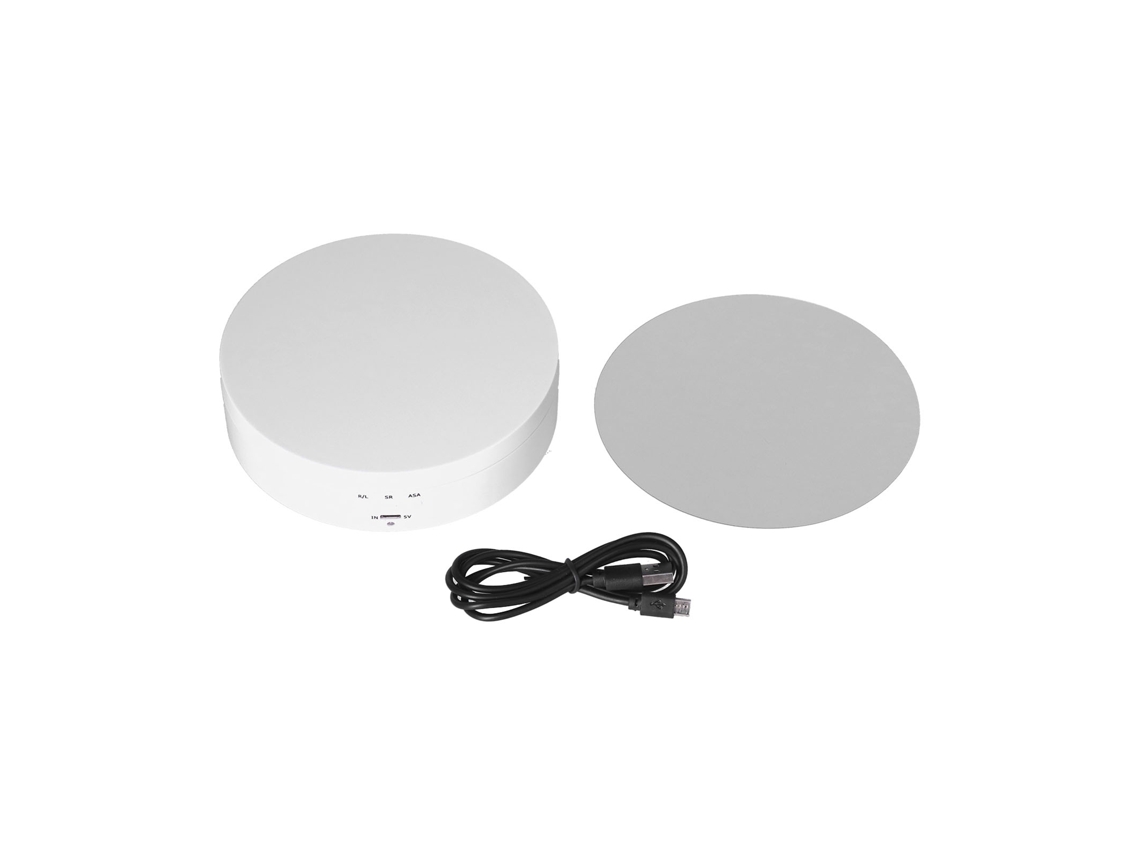 Suporte de exposição para joias rotativo com velocidade ajustável, USB, 138mm branco LAXISCREED