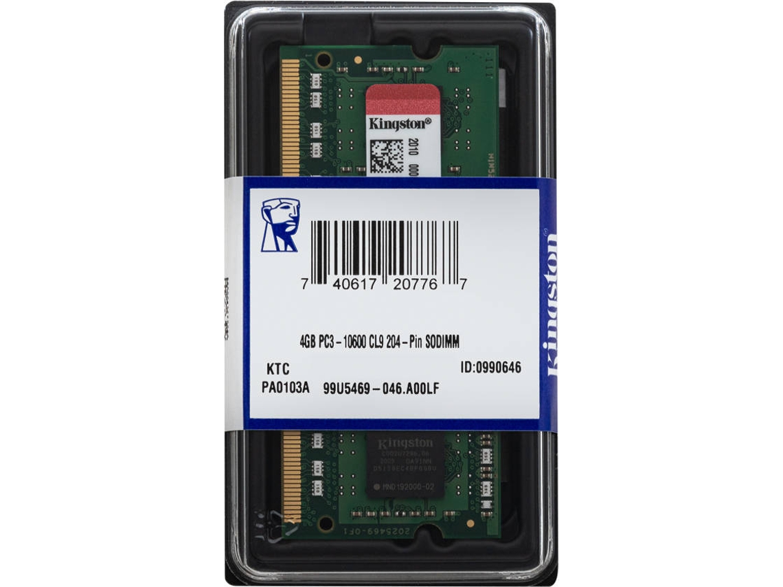 Memória RAM DDR3 KINGSTON KVR13S9S8/4 (1 x 4 GB - 1333 MHz - CL 9 - Verde)
