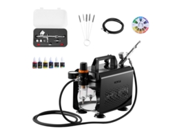Kit de aerógrafo Vevor com compressor de ar de 1/6 HP e 1 aerógrafo para tinta acrílica.