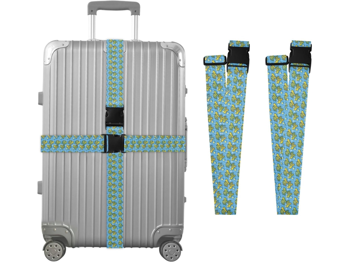Conjunto De 2 Cintas Bagagem Com Estampa Tartaruga Desenho Animado Para Malas, Cintas De Viagem, Acessórios Para Cintos