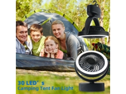 Lâmpada Ventilador Camping Recarregável Portátil 30led
