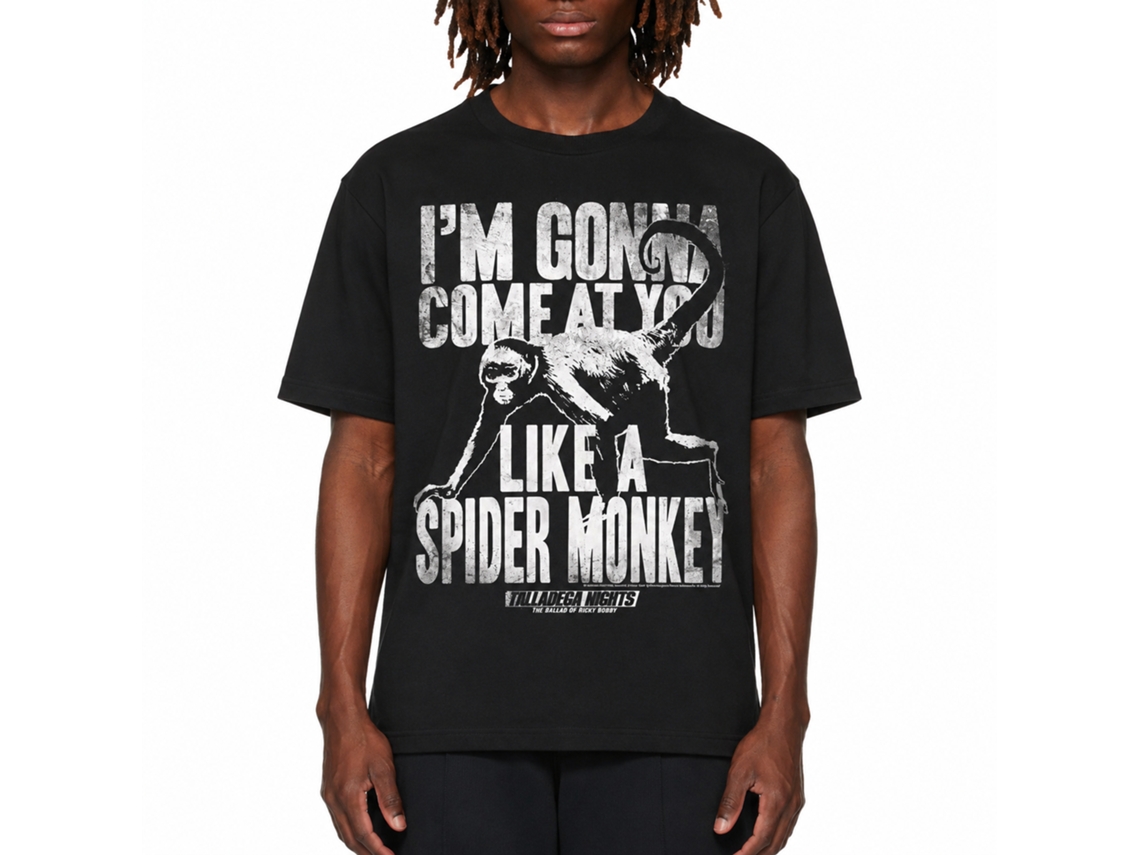 Rockinstone Talladega Nights Movie Like A Spider Monkey Black Adult T-shirt Size:s