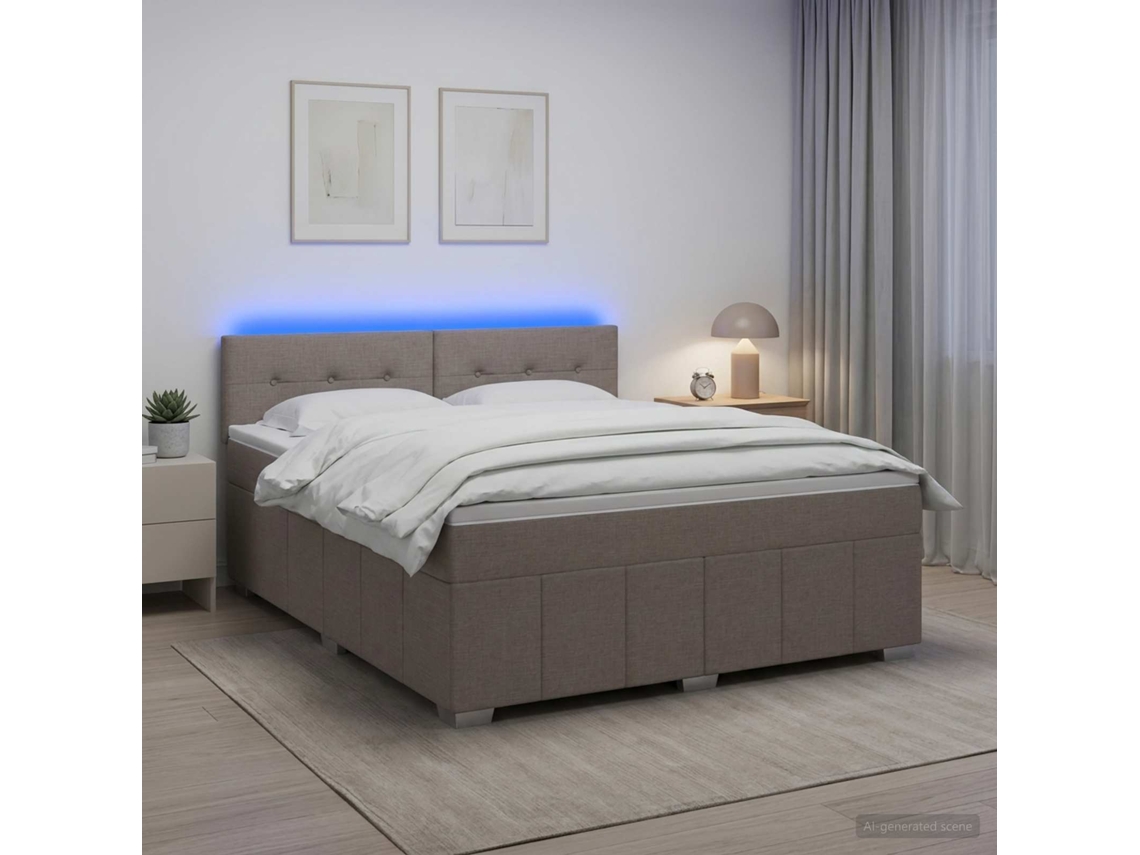 Vidaxl Cama Box Spring Com Colchão Cinzento-acastanhado 180 X 200 Cm