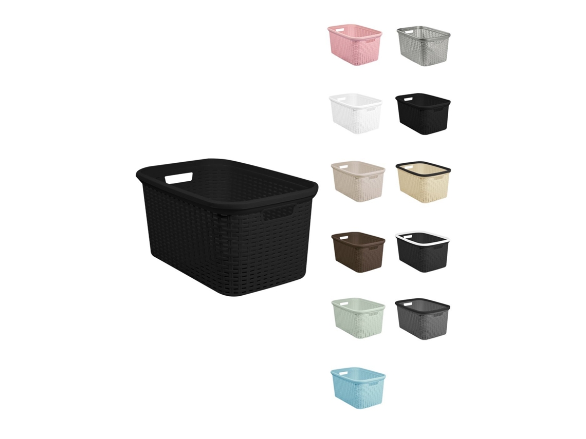 Jardin202 - Cesta Para La Colada 25 X 53 X 36 Cm - Cesto Ropa Sucia – Cesta Rectangular Con Asas Diseño Mimbre Negra |  (negra)