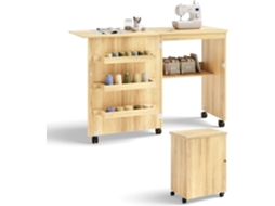 Armários De Costura Mesa De Costura Dobrável Com Rodas Armário Para Máquina De Costura (natural Claro)
