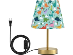 Abajur De Cabeceira Kcldeci Para Quarto, Print Of Dinosaur Animated Design, Luminária De Mesa With Dome Tecido Para