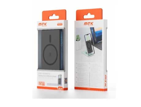 Power Bank Sem Fio MTK Magnética Preto
