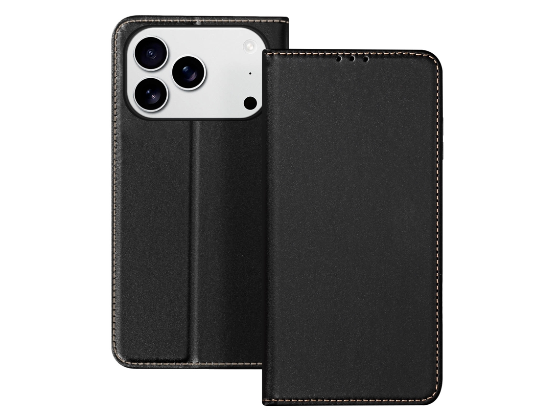 Avizar Capa De Couro Para Iphone 17 Pro Com Porta Cartões E Suporte Para Vídeo Preto