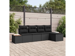 Vidaxl Conjunto De Sofá De Jardim 6 Unid. 5-número De Lugares Preto