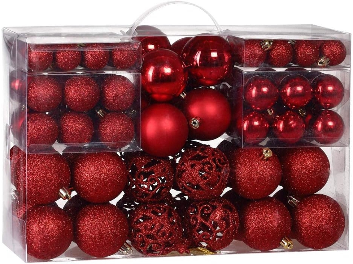 100 Bolas De Natal De Tamanhos Variados