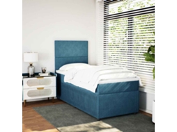 Cama Boxspring Com Colchão 90x190 Cm Veludo Azul