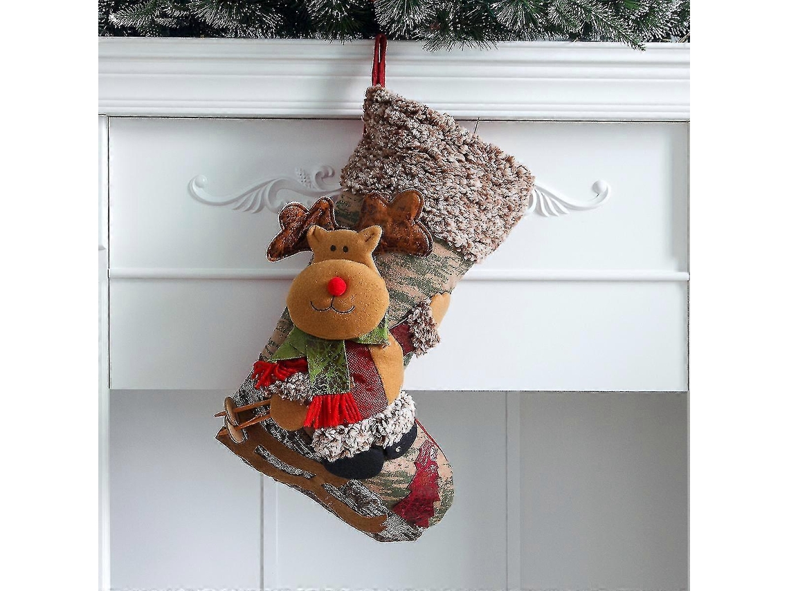 Saco De Doces, Presente De Natal, Decoração De Árvore De Natal, Meias De Boneco De Neve, Decoração, 1 Peça, Marrom Pxcl Olysi Shop