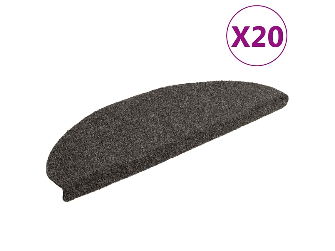 Vidaxl Tapetes De Escada Autoadesivos 20 Peças 65x21x4 Cm Antracite Meio Redondo Grande